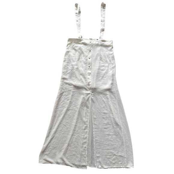 Favlux White Button-Front Sleeveless Midi Dress With Adjustable Straps - Picture 1 of 9